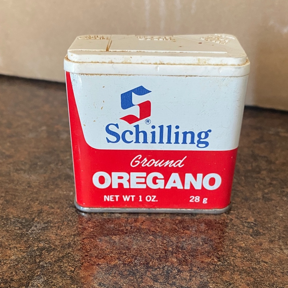 Antique Schilling Ground Oregano Tin 1977